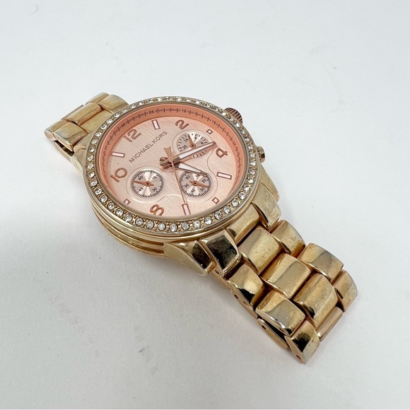 Michael Kors Gold Tone Stainless Steel Watch with Rose Gold Watch Face - Picture 2 of 6